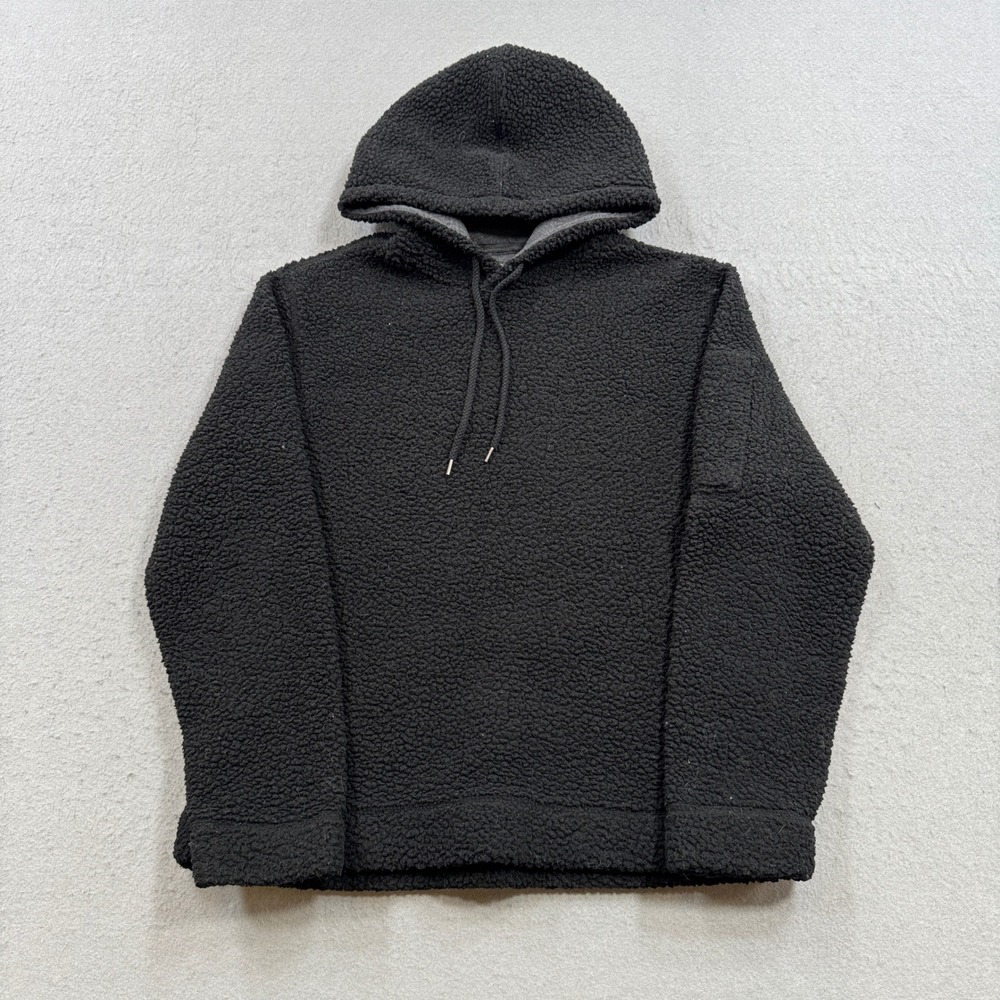 Banana Republic Hoodie Men's Medium Black Sherpa Fleece Lined Heavyweight Warm